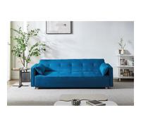 Copenhague canapé scandinave convertible 3 places en tissu bleu canard