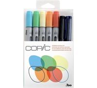 COPIC Ciao double face Pinceau & Ciseau 5+2pcs, Kit de gribouillage "arc-en-ciel"