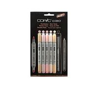 Copic Ciao Ensemble comprenant 5 Marqueurs double pointeTeintes chair / 1 Stylo noir 0.3