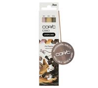 COPIC Marqueur Ciao LAYER & MIX Pet Palette – Set de 3 couleurs, pointes moyenne et brosse