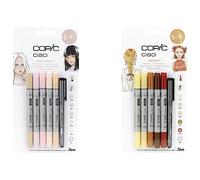 Copic Ciao Lot de 5 marqueurs de couleur pour cheveux 1 et 2 ensembles à thème, pour art et artisanat, coloriage, graphisme, surligneur, design, anime, professionnels et débutants, fournitures