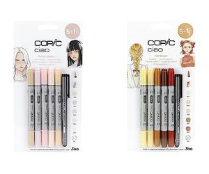 Copic Ciao Lot de 5 marqueurs de couleur pour cheveux 1 et 2 ensembles à thème, pour art et artisanat, coloriage, graphisme, surligneur, design, anime, professionnels et débutants, fournitures