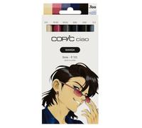 Copic Ciao MANGA Set Sota, set de marqueurs comprenant 5 nuances de rouge vif et violet mat, dont 1 Multiliner 0,3 mm en bleu, marqueur double avec une pointe moyenne et une pointe pinceau