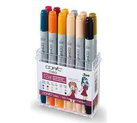COPIC Ciao Manga Set « Uniformes scolaires », set de 12 dans un présentoir en acrylique, Twin Marker avec une pointe moyenne et une pointe brush
