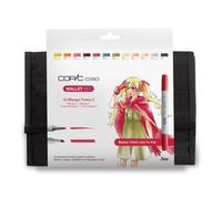 COPIC Ciao double face Pinceau & Ciseau 12, tons Manga tendance dans une trousse à crayons