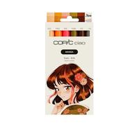 Copic Ciao MANGA Set Yumi, set de marqueurs avec 5 nuances rouge-brun et vert discret, comprenant 1 Multiliner 0,3 mm en rouge vin, Twin Marker avec une pointe moyenne et une pointe pinceau