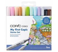 COPIC Ciao marqueurs à alcool double face Brush & Chisel 10+2pcs, Starter Set avec accessoires