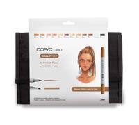 COPIC Ciao Set « Couleurs Portrait », Set de 12 pièces dans un Wallet, Twin Marker avec une pointe moyenne et une pointe Brush