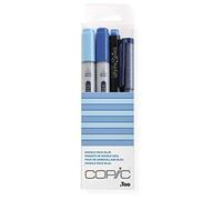 Copic Ciao Set « Doodle Pack Blue », set de 4 pièces avec 2 marqueurs Twin avec une pointe moyenne et une pointe Brush, y compris Multiliner et Glitter Pen