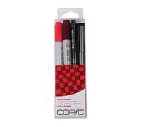Copic Ciao Set Doodle Pack Red, 4er Set mit 2 Twin Marker mit Einer mittelbreiten und Einer Brush-Spitze INKL. Multiliner und Glitter Pen