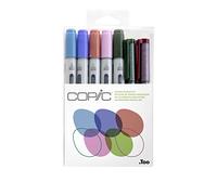 COPIC Ciao Set « Nature Doodle Kit », Set de 7 marqueurs avec 5 Twin Marker avec une pointe moyenne et une pointe Brush, y compris 2 Multiliner Wine et Olive 0,3 mm