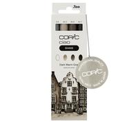 Copic Ciao Shade Set "Dark Warm Gray", 3 marqueurs Twin avec une pointe moyenne et une pointe Brush, y compris Multiliner Warm Gray 0,5 mm