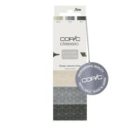 Copic Classic DESIGNER COLLECTION Set Deep volume tints, set de marqueurs avec 3 nuances de sable et de gris, marqueur Twin avec une pointe large et une pointe fine