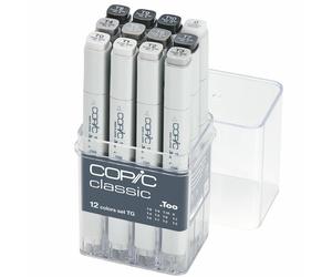 COPIC Classic Marqueur double face fin et biseauté 12pcs, gris Toner