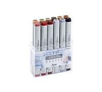 COPIC Classic Set « Couleurs Architecture », set de 12 pièces dans un présentoir acrylique, Twin Marker avec une pointe moyenne et une pointe fine