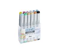 COPIC Classic Set « Couleurs pastel », Set de 12 pièces dans un présentoir acrylique, Twin Marker avec une pointe moyenne et une pointe fine