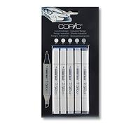 COPIC Classic Set « Design industriel », 5 marqueurs Twin avec une pointe moyenne et une pointe fine