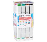 COPIC Marker Set de 12 marqueurs à encre à alcool permanente double pointe, pointe fine et large biseautée, rechargeable - Set Couleurs Vives