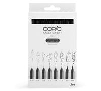 COPIC Multiliner Set, Black, 8 Fineliner dans différentes épaisseurs de trait, stylos à dessin avec une pointe fine et de l'encre pigmentée résistante à l'eau
