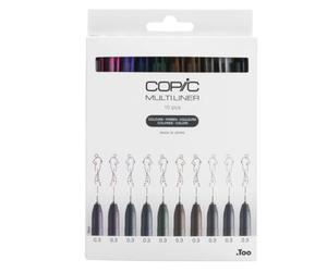 COPIC Multiliner Set « Colors », 10 Fineliner dans différentes couleurs, épaisseur de trait 0,3 mm, crayons à dessin avec une pointe fine et une encre pigmentée résistante à l'eau