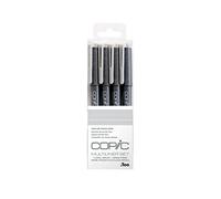 Copic Multiliner Set, Cool Gray, 4 feutres fins de différentes épaisseurs de trait, stylos à dessin à pointe fine et encre pigmentée résistante à l'eau