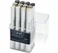 COPIC Sketch double-face Pinceau & Ciseau 12, gris Chaud