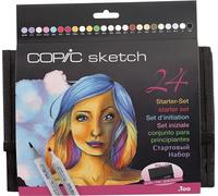 COPIC Sketch double face Pinceau et ciseau 24 pièces, Coffret de départ dans une trousse à crayons