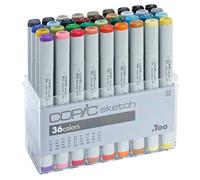 COPIC® Sketch Set de marqueurs de mise en page, couleurs assorties 1,0 + 6,0 mm, 36 pcs.