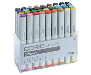 COPIC® Sketch Set de marqueurs de mise en page, couleurs assorties 1,0 + 6,0 mm, 36 pcs.