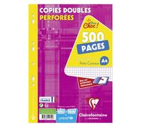 Copies doubles 500 pages petits carreaux A4 21 x 29,7 cm Métric Clairefontaine - perforées