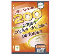 Calligraphe 9223C (gamme scolaire Clairefontaine) - Un paquet de copies doubles perforées sous film - A4 21x29,7 cm - 200 pages Grands carreaux - papier blanc 90g - Pour Classeur 32x26 cm minimum