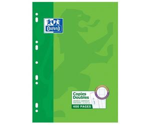 Copies doubles Oxford A4 grands carreaux Seyès 400 pages étui carte vert