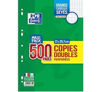 Copies Doubles - OXFORD - Grands Carreaux Seyès - 500 Pages blanches 90g