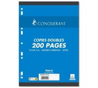 Copies doubles perforées A4 - Non spécifié - 200 pages - 90g - Grands carreaux - Certifié Ecolabel EU