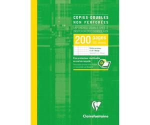 Copies doubles sous étui A4 200 pages non perforées petits carreaux + marge