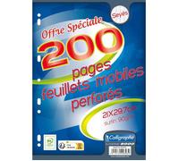 Calligraphe 9323C (gamme scolaire Clairefontaine) - Un paquet de Feuillets Mobiles sous film - A4 21x29,7 cm - 200 pages Grands carreaux - papier blanc 90g - Pour Classeur 32x26 cm minimum