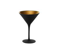 Stölzle Lausitz Verres à Cocktail Noir/Or Set de 6, 240 ml - Verres Élégants Idéaux pour Martini & Manhattan - Verres en Cristal Sans Plomb - Lavables au Lave-Vaisselle & Résistants aux Chocs