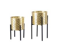 Coppia - Support à plantes en métal - Lot de 2 - Doré Noir - H38cm