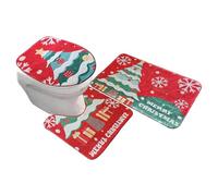 Copriwater Natale - Set Tappetini WC Forma U Tema Natalizio | Kit Assorbente Antiscivolo Antimacchia - Decorazione Bagno, Accessorio Invernale Casa, Rivestimento Sanitari
