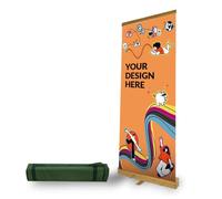 Copykrea - Roll up personnalisé avec base en bambou | Présentoir publicitaire rétractable avec impression incluse de 85 x 200 cm | Structure en bois bambou + étui de transport