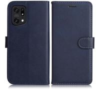 Coque de protection pour OPPO Find X5 Pro - YIOU - Effet Cuir Bleu Marine - Antichoc - Rangements pour cartes et monnaie