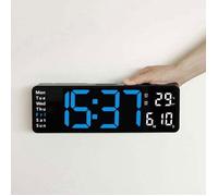 coque noire bleu glacier Horloge Numérique Murale Grande avec,Horloge Digitale Led à Luminosité Réglable
