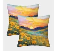 Coquelicot californien doré Housse Coussin Lot De 2 Art Taie d'oreiller DécoRaton ives Taies d'oreiller CanSinge Luxe pour Siège Maison 50x50cm