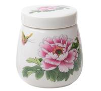 Coquetier à la coque - Céramique 8 cm | Pocheuse vintage 220 ml, passe au lave-vaisselle anti-fuite pour œufs cuits à la vapeur, desserts, stockage de thé au miel - Motif pivoine bleu pastel, 216 g