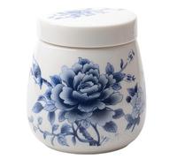 Coquetier à la coque - Céramique 8 cm | Pocheuse vintage 220 ml, passe au lave-vaisselle anti-fuite pour œufs cuits à la vapeur, desserts, stockage de thé au miel - Motif pivoine bleu pastel, 216 g