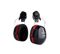 Coquilles antibruit 3M PELTOR Optime III noir/rouge monte sur casque H540P3E-413