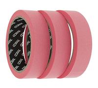 Coral 71600 Lot de 3 rouleaux de ruban adhésif de masquage de précision à faible adhérence sur les surfaces sensibles Rose 2,5 cm 25 m