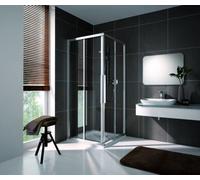 Coral corner shower sliding door two-part with fixed panel myDay ESF2 75/90 725-745x875-895x2000mm, VB029S1120DP1, Cabines de douche: Cadre : Argent poli, Verre : ESG GlasPlus