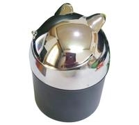 Coralpearl Cendrier Rond en Métal de Table avec Poussoir Couvercle pour Cigarettes, Fermé Moderne en Acier, Sans Fumée Coupe-Vent pour Maison, Terrasse, Voiture, Extérieur et Intérieur