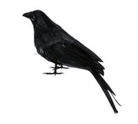 Corbeau à plumes noires pour décoration d'intérieur et d'extérieur | Ce corbeau à plumes noires réalistes crée une atmosphère effrayante pour vos décorations d'Halloween intérieures et